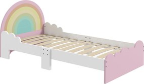 ZONEKIZ Detská posteľ pre deti od 3 do 6 rokov 143x74x66 cm Detská posteľ v tvare dúhy Moderný nábytok do spálne nosnosť 80 kg Ružová | Aosom