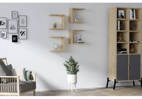 SADA 4x Nástenná polica BASE hnedá