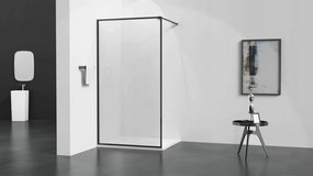 Mexen Kioto sprchová zástena WALK-IN 8mm, 30x200 cm, čierny rám, 800-030-000-00-70