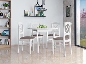 Okrúhly stôl so 4 stoličkami - AL55, Morenie: biela, Poťahové látky: Hygge D20