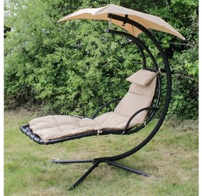 Záhradná ležadlová hojdačka, hojdacia sieť, závesné kreslo, kôš, béžová,