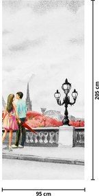 Fototapeta na dvere - Milenci v Paríži (95x205cm)