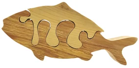 AMADEA Drevené puzzle ryba, masívne drevo dvoch druhov drevín, 19 cm