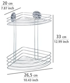 WENKO 18914100 - Rohová polica TURBO-LOC, okrúhla oceľová, 26,5x33 cm, lesklý chróm