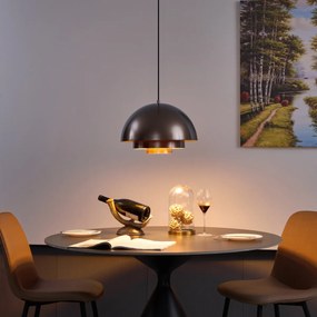 Škandinávske závesné svietidlo tmavý bronz so zlatým interiérom - Loes