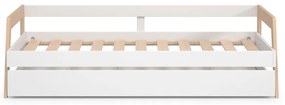 Biela detská posteľ z borovicového dreva s výsuvným lôžkom s úložným priestorom s roštom 90x200 cm Carrie – Marckeric