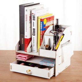 DIY organizér na dokumenty so širokou zásuvkou biely Biela