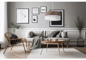 Závesné svietidlo Wood, 1x hnedá orechová dýha/biele PVC tienidlo, (fi 40cm)