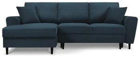 Tmavomodrá menčestrová rozkladacia/s úložným priestorom rohová pohovka (ľavý roh/s leňoškou) Kyoto – Cosmopolitan Design