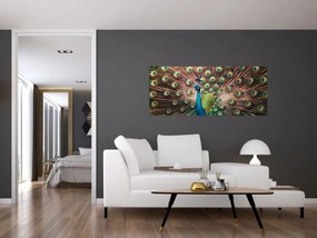 Obraz - Páv (120x50 cm)