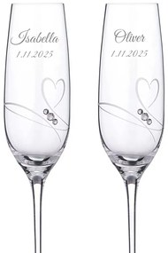 Dekorant Svadobné poháre na šampanské Romance simple s kamienkami Swarovski 200ml 2KS
