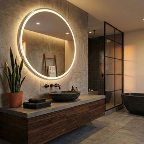 Tutumi Rea, LED kúpeľňové zrkadlo v kovovom ráme 80cm MMJ, brúsená oceľ, HOM-06507
