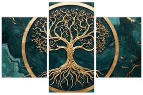 Obraz – Zlatý strom života v mramore (90x60 cm)