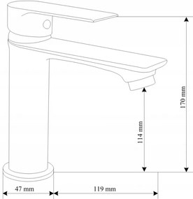 Mexen Royo, umývadlová batéria h-170, čierna matná, 72200-70