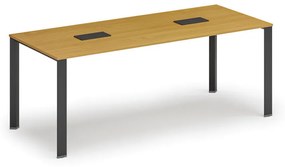 Stôl PRIMO INFINITY 2000 x 900 x 750, buk + 2x stolná zásuvka TYP IV, čierna