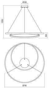 Redo 01-1796 - LED luster na lanku TORSION LED/40W/230V bronzový