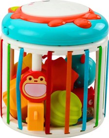 LEAN Toys Valčeková senzorická kocka Interaktívny bubon Fox Svetlá Zvuky Farebné