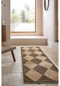 Hnedý/v prírodnej farbe ručne tkaný behúň s prímesou juty 60x230 cm Effie Diamond – Flair Rugs