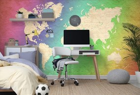 Tapeta pastelová mapa sveta - 150x100