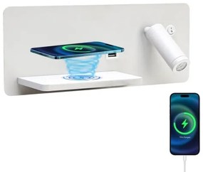 Immax 08286L-LED Nástenné sviet. s pol., USB a bezdr. nab. LED/3W/230V + LED/3W