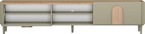 TV stolík Amilio 220 cm na nožičkách - eukalyptus / dub baltic dune / dub prírodný