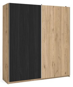 Čierna šatníková skriňa v dekore duba s posuvnými dverami 182x200 cm Care - Marckeric
