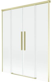 Mexen Rox, 2-krídlová posuvná vaňová zástena 140 x 150 cm, 8mm číre sklo, zlatý matný profil, 8C9-140-002-55-00