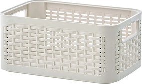 Úložný box, ratanový košík, STYLE2 Curver s vekom, krémový (29x20x14 - 6l)