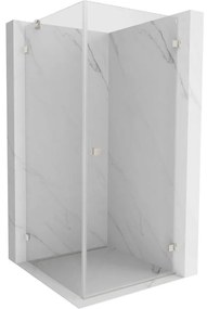 Mexen Lunar-B pravostranný výklopný sprchový kút 80 x 80 cm, číre sklo, brúsená oceľ, 832-080-080-97-00-P