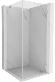 Mexen Lunar-B pravostranný výklopný sprchový kút 80 x 80 cm, číre sklo, brúsená oceľ, 832-080-080-97-00-P