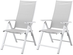 Livarno home Hliníkové kreslo Houston s vysokým operadlom, biele/bledosivé, 2 kusy  (100385905)