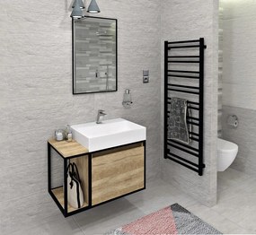 Sapho Sapho, SKARA umývadlová skrinka 80x49,5x46,5cm, čierna matná/dub Alabama, CG003-2222