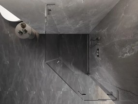 Mexen Lunar, L pravý výklopný päťuholníkový sprchový kút 80 x 100 cm, 8mm číre sklo, chrómový profil, 831L-080P-100L-01-00-P