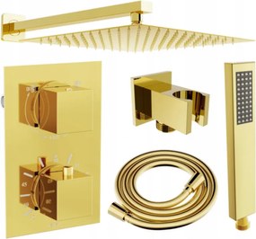 Mexen Cube, podomietková sprchová sada DR02 s dažďovou sprchou 25cm, zlatá, 77502DR0225-50