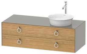 DURAVIT White Tulip závesná skrinka pod umývadlo na dosku vpravo, 2 zásuvky, 1300 x 550 x 408 mm, dub prírodný masív/kameňovo šedá matná, WT4992RH592