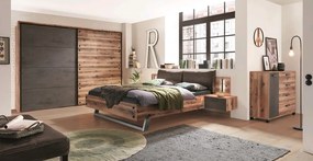 Šatník s posuvnými dverami Dover, 270 cm, zrubová doska / tmavý betón