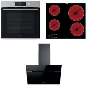 Whirlpool rúra OMK58CU1SX + sklokeramická varná doska AKT8090NE + komínový odsávač WHVP62FLTSK SETWH20