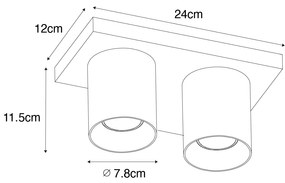 Moderné stropné bodové svetlo biele 2-žiarovkové - Tubo