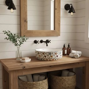 Rea Stefania, umývadlo na dosku 360x360x120 mm, biela so vzorom, REA-U9852