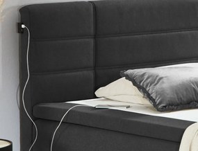 Postel boxspring s osvetlením Jefferson 140x200 cm, antracitová látka
