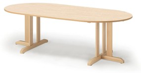 Stôl KUPOL, oválny, 2000x800x600 mm, linoleum - béžová, breza