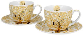 Porcelánová šálka s podšálkou Klimt Ecru Tree Of Life 250 ml sada 2ks