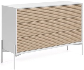 Dizajnová zásuvková komoda MARIELLE  116x76 cm jaseňové drevo, farba biela