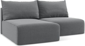 Sivá zamatová rozkladacia/s úložným priestorom rohová pohovka (ľavý roh/s leňoškou) Kalena – Makamii