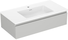 Mexen Orio, kúpeľňová skrinka 90 cm s umývadlom Otis, 1 zásuvka, šedá matná/biela matná, 91A10-09023-1-BF62-W18M01