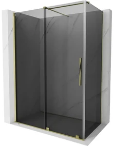 Mexen Velar, sprchový kút s posuvnými dverami 130 x 70 cm, 8mm šedé sklo, zlatá lesklá, 871-130-070-41-50