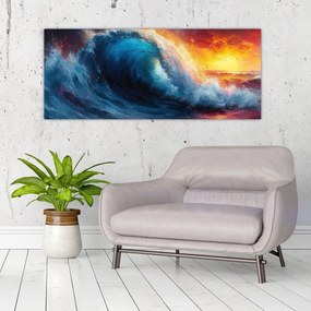 Obraz - Vlna v západu slnka (120x50 cm)