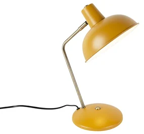 Retro stolná lampa žltá s bronzom - Milou