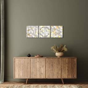 Obraz - Zlato-biele hexagóny (s hodinami) (90x30 cm)
