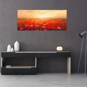 Obraz - Pole vlčích makov (120x50 cm)